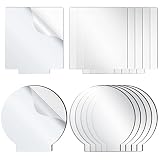 12 Pcs LED Light Base Clear Acrylic Night Lamp Base Set Round Cast Acrylic Blank Acrylic Board 2 mm for DIY Display Table Sign Decoration Stand Project Restaurant Cafe Shop Room Rectangle Square