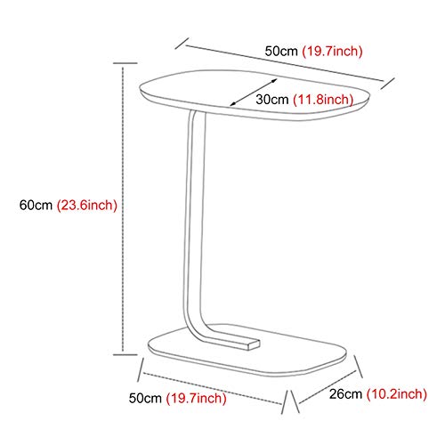 Mesa auxiliar en C de 60 cm con superficie de madera negra 3