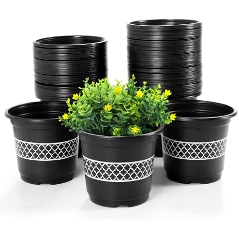 MIXC Plant Pots Outdoor Plastic Nursery Pots 100 Pack Small Flower Pots 10cm Potting Pots Seed Growing Pot for Seedlings Garden Multifunctional Garden Planter Multicolour Cover