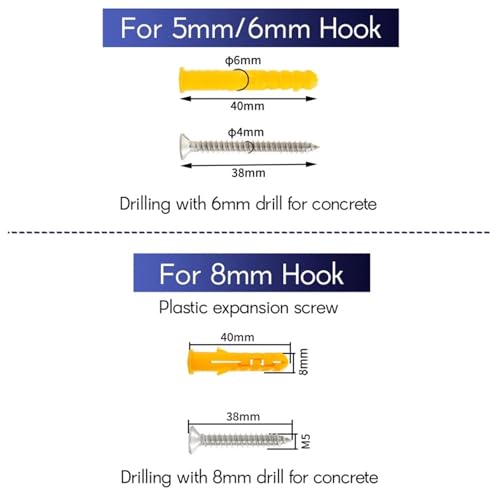 Crochets muraux robustes en U pour hamac support fixation plafond 6mm 4pcs - 5