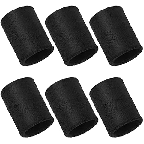 6 Stück Schweißband Schwarz Sport Schweissband Weiche Atmungsaktive Baumwolle Schweißbänder Kurz Handgelenk Schweißband für Herren Damen Laufen Tennis Basketball Fußball Fitness Cover