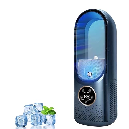 Blade-Free Silent Portable Air Conditioner, desk portable air conditioner with Multi-Function Timer Evaporative Cooler 6 Modes & 1-6h Timer & 7 Colors Night Light (Blue)