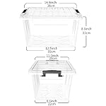 Lidded Storage Bin, Stackable Plastic Storage Box with Snap Lock Lid, Clear, 18 Quart, Pack of 6 - Image 3