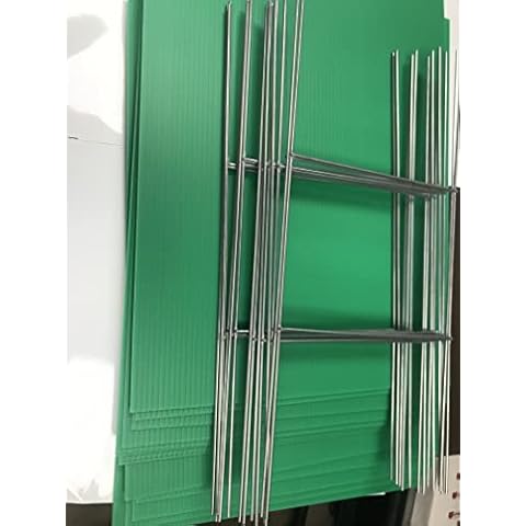Pack of 10 Green Signs blank 18''x24'' x 4 mm corrugated plastic sign panel & 10 Double H-FRAME 10''x24'' x 9 gauge Wire-stakes, ship same day Cover