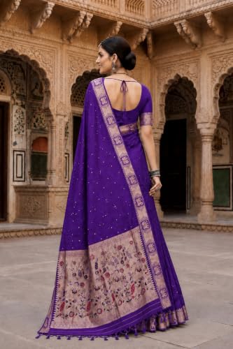 Image of Women's Paithani Silk Tassel Finish Saree Ethnic Unstitched Blouse Piece