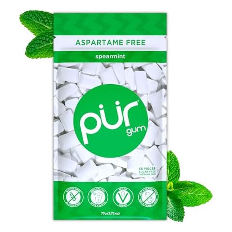 PUR Spearmint Sugar Free Gum with Xylitol, Vegan & Gluten Free, 55 Pieces Cover