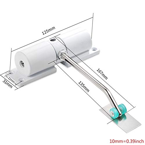 Ferme-porte automatique à fermeture silencieuse, hydraulique, invisible, simple, petit ferme-porte, fermeture tampon, ferme-porte à ressort (couleur : noir) (blanc)