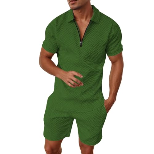 Ensemble de travail homme anti-chaleur : polo zippé et short vintage à poches confort