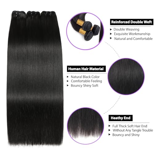 12A Natural Black Unprocessed Brazilian Human Hair Bundles