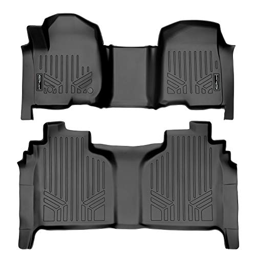 MAXLINER Floor Mats 2 Row Liner Set Black Compatible with 19-22 Silverado/Sierra 1500 20-21 2500/3500 Crew Cab with 1st Row Bench Seat