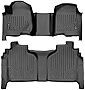 SMARTLINER Floor Mats 2 Row Liner Set Black Compatible with 2019-2022 Silverado/Sierra 1500 2020-2022 2500/3500 Crew Cab with 1st Row Bench Seat