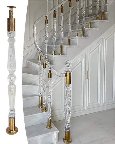 Balustres d'escalier transparents 48 pouces, rampes d'escalier montage au sol, kit de 5
