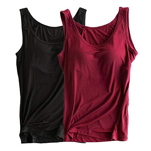 Image of Womens Modal Built-in Bra Padded Camisole Yoga Tanks Tops