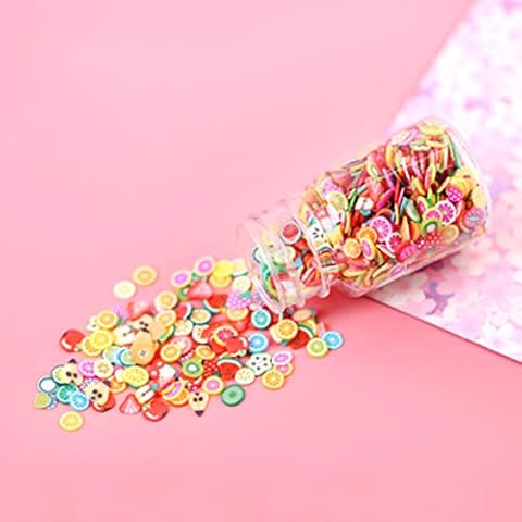 BENGKUI Slime Soft Fruit Slice,1200pcs DIY Slime Soft Fruit Slices Fingernail Supplies Super Light Clay Accessories Cream Glue Material Toys for children Gift Fruit Cover