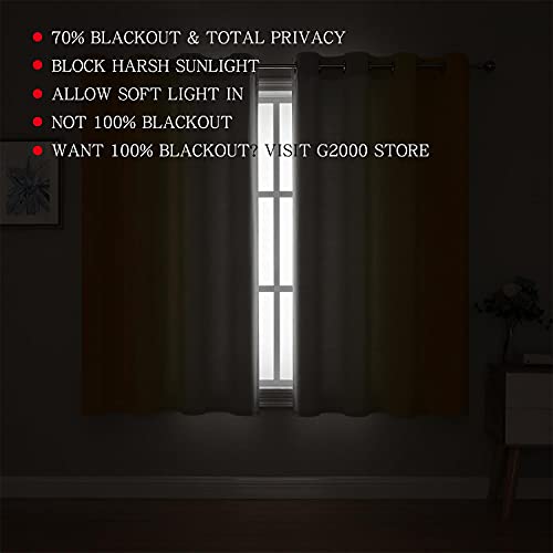 Image of G2000 Blackout Curtains & Drapes for Bedroom Living Room 63 Inch Length Yellow and Greyish White Room Darkening Window Treatments Ombre Thermal Insulated Light Blocking Grommet Backdrop 2 Panels Set
