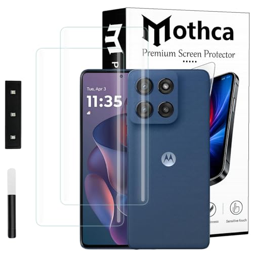 Image of Mothca Curved UV Tempered Glass Screen Protector for Moto Edge 60 /60 Pro | Transparent | Pack of 2 | Borderless Full Screen Coverage with UV Installation Kit