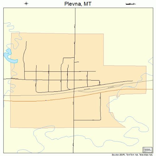Large Street & Road Map of Plevna, Montana MT Printed poster size wall atlas of your home town