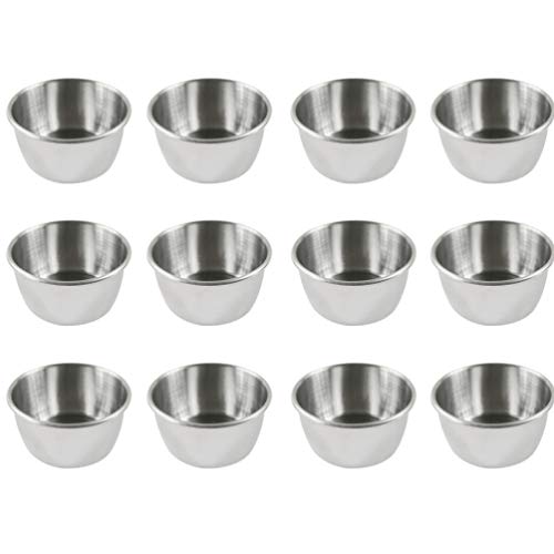 BESTonZON 12pcs plats de soucoupe en acier inoxydable plats d'assaisonnement rond assaisonnement plats sushi trempant bol soucoupes bol mini apéritif assiettes