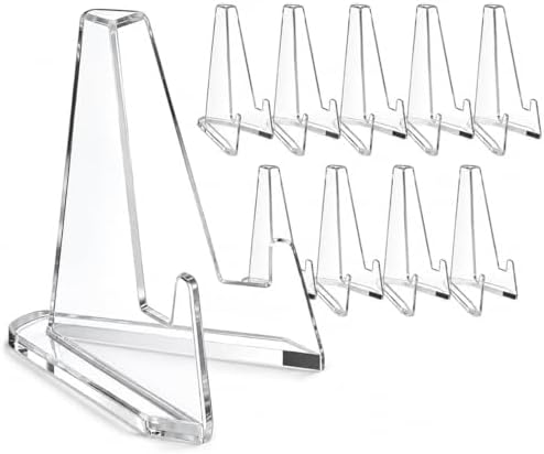 10 PackClear Acrylic Display Stand, Small Clear Easel Stand for Plates, Cards, Photos, Collectibles and Small Frames, Compact Display Holder for Desk, Shelf, Home and Event Display (Clear Acrylic Display Stand 15 Pack) image 2
