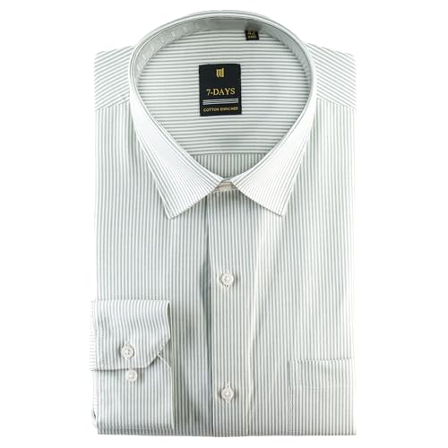 Image of 7-DAYS Men's Premium Striped Formal Shirt - Cotton Rich, Regular Fit, Full Sleeve, with Pocket, Wrinkle Resistant - Stylish Office & Everyday Wear.