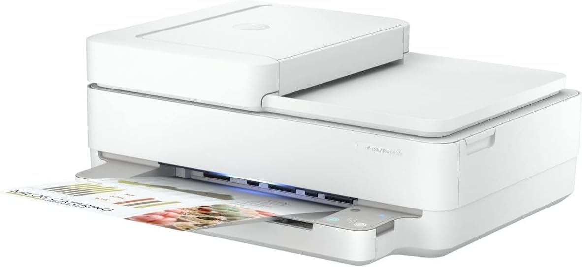 HP Envy 6452e Wireless Inkjet Color All-in-One Printer, Print Copy Scan, 35 Sheet ADF, 2-Side Printing, WiFi USB Connectivity, Instant Ink Ready, White (Renewed Premium)