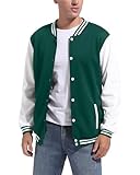 DHSPKN Men's Varsity Baseball Jacket Causal Slim Fit Varsity Letterman Jacket Boys Bomber Jackets, Green, L