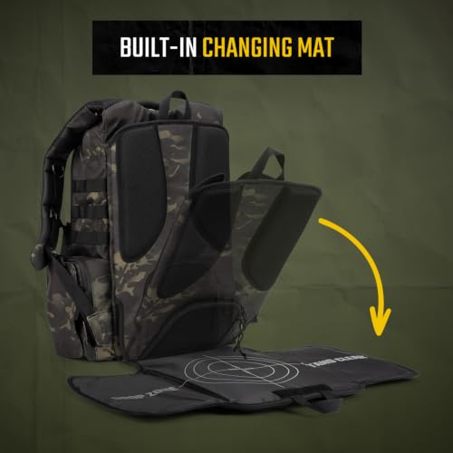 Image of Tactical Baby Gear Daypack Tactical Diaper Bag Backpack for Dads - MOLLE compatible, Built-in Changing Mat, Stroller Straps (Multicam Black 4th Gen)