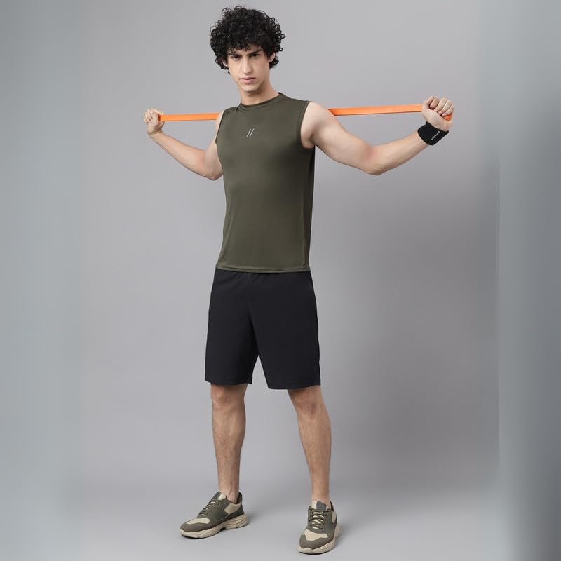 Image of ATICX Men's Polyester Sports Sleeveless T Shirt - Gym Vest, Workout Sando, Training Tank Top, Cut Sleeves Quick Dry Tee for Running, Swimming, Badminton, Fitness & Sports