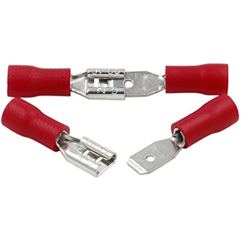 Heschen Stecker/Buchse, Schnelltrenner, Vinylisoliert, FDD+MDD1.25-187, 4,8 x 0,5 mm Kabelklemme, für 0,5-1,5 mm² (22-16 AWG), rot, 100 Stück Cover