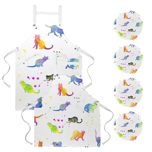 Tablier de cuisine lot de 2 avec poches pour restaurant et bar