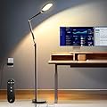 LED Floor Lamp for Office, 30 Lighting Modes Dimmable Standing Lamp with Memory & Timer Function, Soft Eye-Caring Office Lamp, Adjustable Swing Arm Reading Floor Lamp