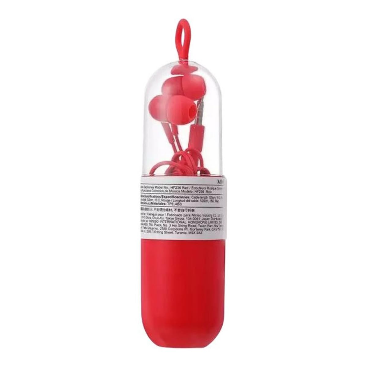 Fone de Ouvido com Fio Tipo Auricular, Conector P2 3,5mm, Vermelho, com Estojo, 123m, TPE