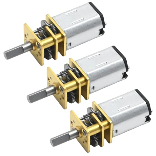 Anxingo 3Pcs 12V DC 200RPM High Torque Speed Reduction Motor with Metal Gearbox, 6mm N20 Single Shafts Gear Motor, Mini Metal Gearwheel Motor