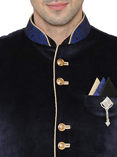 WINTAGE Men's Velvet Casual and Festive Indian Jodhpuri Grandad Bandhgala Blazer4