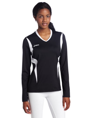 ASICS Women's Mintonette Long Sleeve Tee, Black/White, Medium