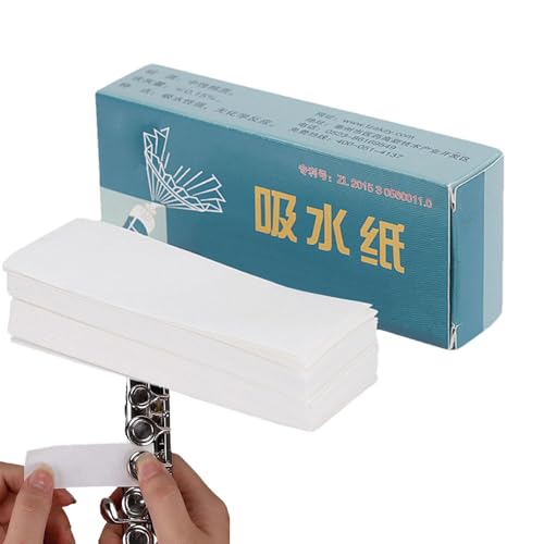 Shitafe 100 hojas de papel de limpieza para clarinete, 100 piezas de papel absorbente para saxofón | Papel de limpieza para instrumentos de viento que absorbe agua | Parches de papel de viento de