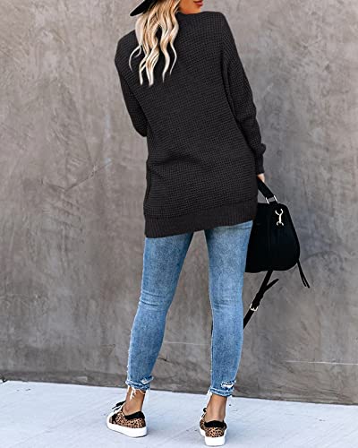Saodimallsu Womens Loose Open Front Cardigan Long Sleeve Casual Lightweight Soft Knit Sweaters Coat with Pockets3