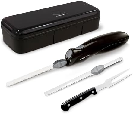 OVENTE Electric Knife Set with Two Serrated Stainless Steel Blade...