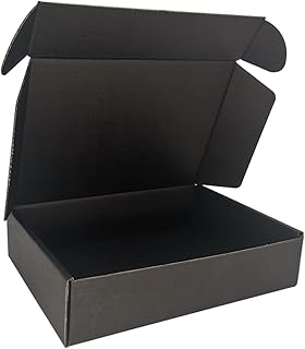 ROTCH 50 Pack 9x6x2'' Small Shipping Boxes, Black, Corrugated Cardboard Mailers (M962-E-B)