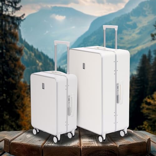 Image of SWISS MILITARY Black Gold Collection Hard PC Cabin & Check-in Luggage Trolley Set of 2 (55cm Small & 75cm Large) Suitcase with TSA Lock, 360 Wheels, Ideal for International Travel (44L,70L) White