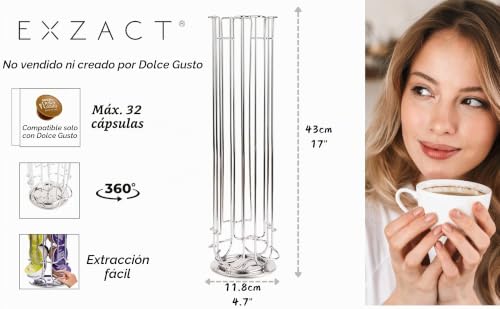 Miniatura 2 de Exzact Ex-Dg031-32 Soporte Para Cápsula Compatible Para Cápsulas De Café Dolce Gusto 32 Piezas - Soporte Giratorio Para Torre De Cápsulas Dolce Gusto 32pcs