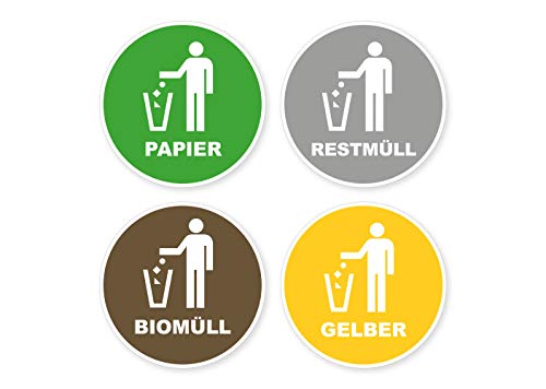 Aufkleber Recycling Mülltrennung Bio Altpapier Gelbe Tonne Restmüll...