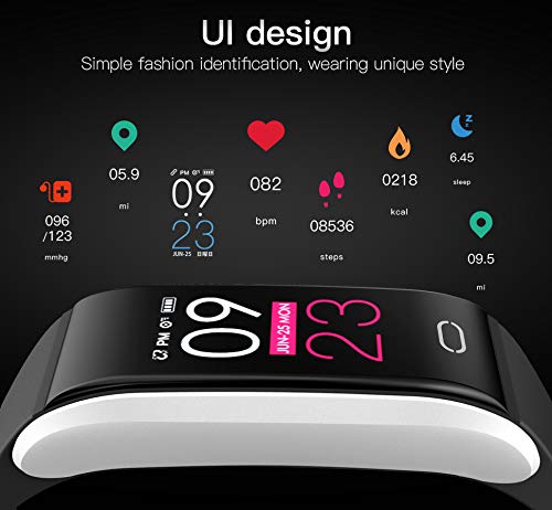 Laxcido Fitness Tracker HR, Activity Watch with Blood Pressure Heart Rate Sleep Monitor 14 Mode, Pedometer Step Counter Call SMS Notification Calorie Waterproof Bracelet Tracking for Women Men (Blue)