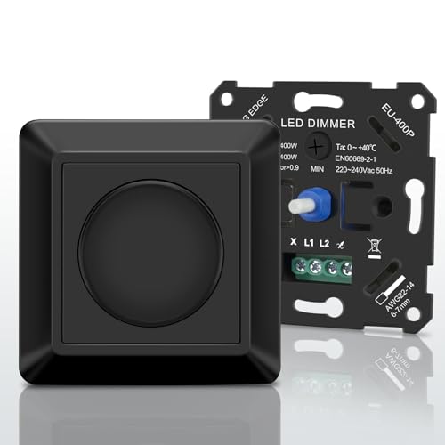 Aroidful Dimmer LED 220V-240V,Interruptor regulador LED para 5W-400W bombillas LED graduables,Protección segura, sin ruido
