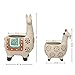 LA JOLIE MUSE Ceramic Animal Succulent Planter Pots - 6.1 + 4.5 inch Cute Alpaca/Llama & Goat Rough Pottery Unglazed Desktop Flower Plant Pots Indoor, Home Decor Gifts for Mom, Green