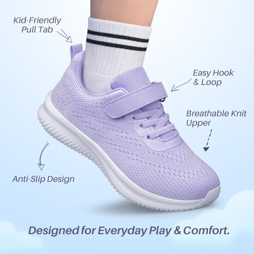 Girls Tennis Shoes Non-Slip Kids Sneakers Lightweight School Shoes Boys Athletic Running Sneakers Purple Little Kid Size 12 by Arskyllen - Used condition - Image 2
