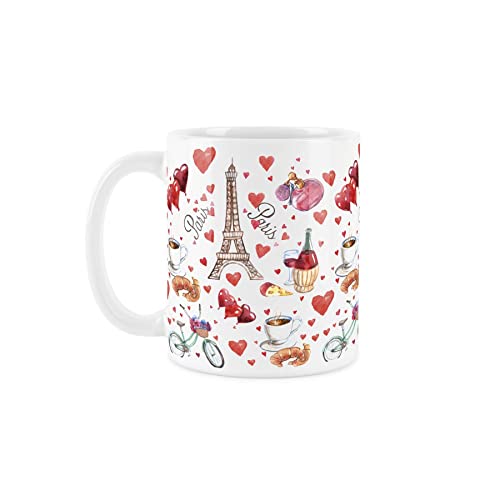 Purely Home Paris Mug - Eiffel Tower & Croissants White Coffee/Tea Gift 11oz - Image 2