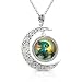 AIIGOU Moon Pendant Necklace Stitch and Turtle Necklace jewelry, Crescent Cartoon Necklace