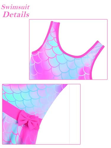 Image of Girls Swimsuit One Piece UPF 50+ Floral Skirted Bathing Suit Modest Beach Swim Dress 3-11 Years