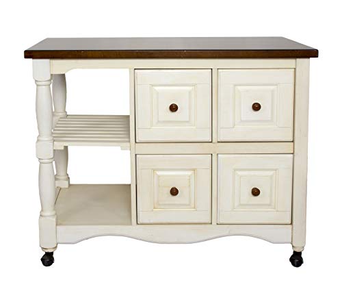 Sunset-Trading-Andrews-Kitchen-Cart-Antique-White-and-Chestnut Sunset Trading Andrews Kitchen Cart Antique White and Chestnut